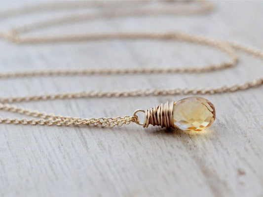 Lemondrop Citrine Teardrop Necklace Saressa Designs®