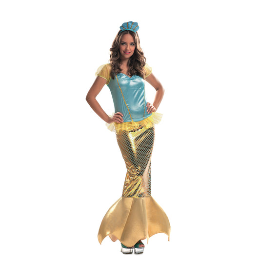 Mermaid Gold and Blue Dress Adult Costume Small