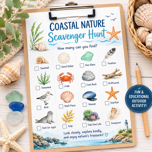 Coastal Nature Scavenger Hunt Printable