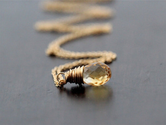 Lemondrop Citrine Teardrop Necklace Saressa Designs®