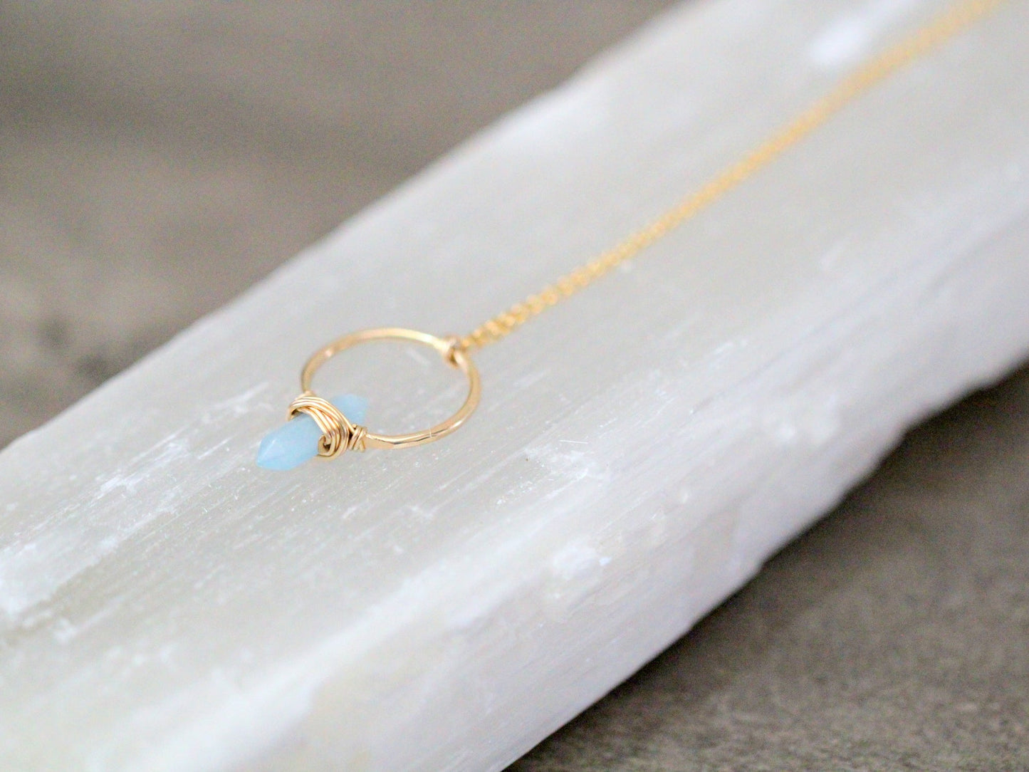 Crest Aquamarine Crystal Hoop Necklace
