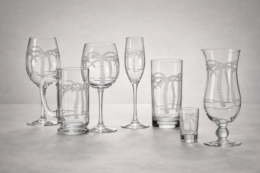 Palm Tree Etched Glassware