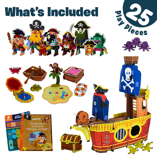 Banana-Rama Pirate Ship Buildable Playset | Plucky Pirates Playper