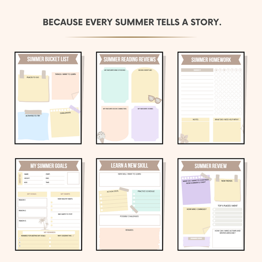Kids Summer Planner – 35-Page Printable PDF for Ages 6–12 CYDesignStudio