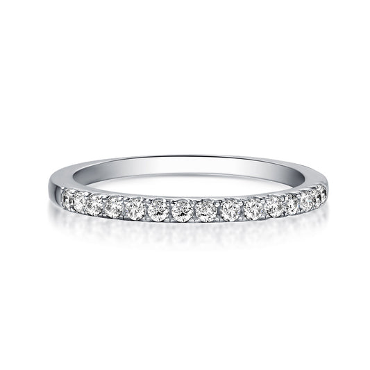Rodiffy Moissanite 0.5 Ct Round Cut Half Halo White Gold Anniversary Ring