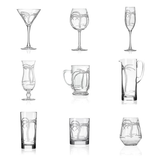 Palm Tree Etched Glassware