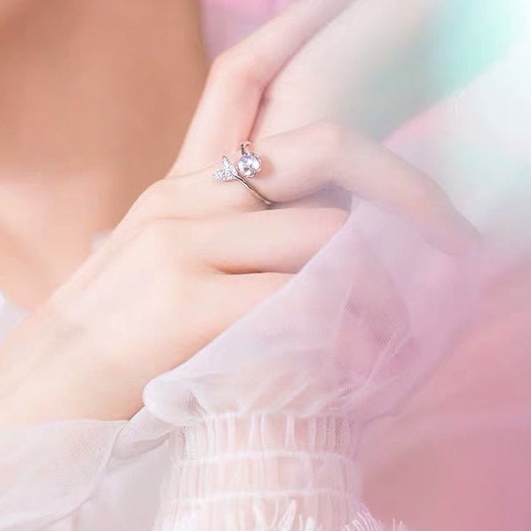 Cute Tail Moonstone Adjustable Ring - Mermaid Quake