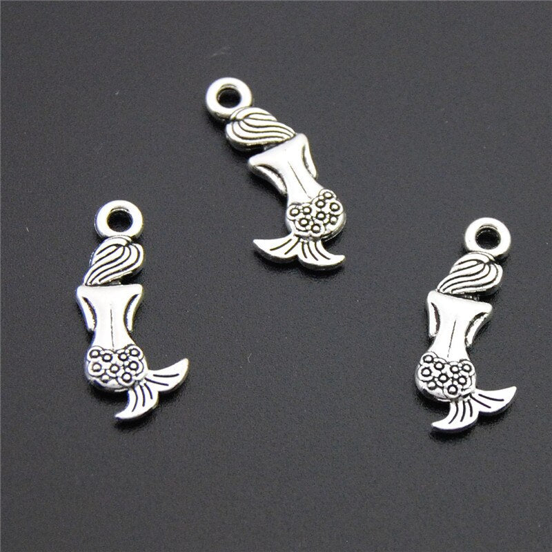 50PCS Silver Color Beautiful Little Mermaid Charms For Jewelry Making - Mermaid Quake