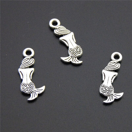 50PCS Silver Color Beautiful Little Mermaid Charms For Jewelry Making - Mermaid Quake