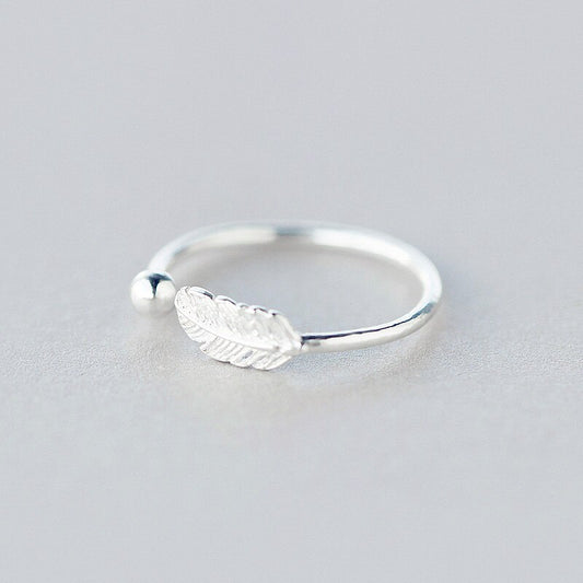Cute Feather Open Ring (925 Sterling silver stamp) - Mermaid Quake