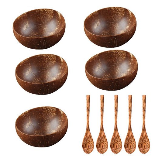 Natural Coconut Bowl and Spoon Set - Mermaid Quake