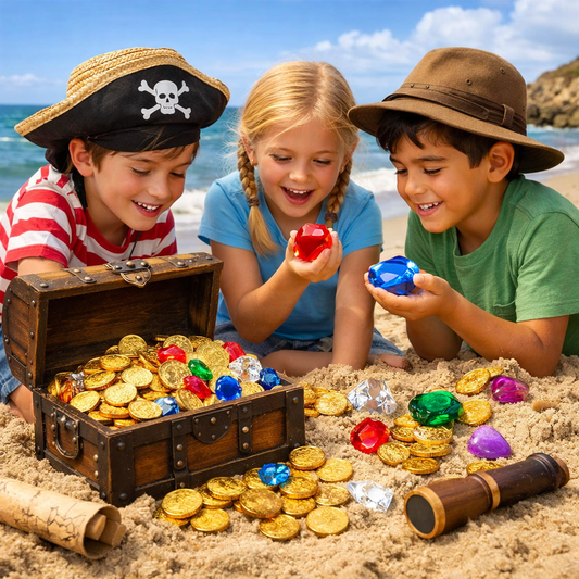 Treasure Hunt:  Hide small treasures like gems, gold coins, and giant seashells in the sand.