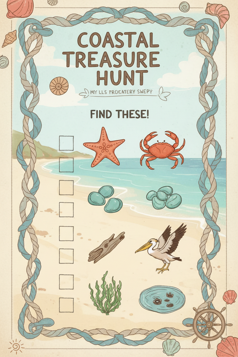 Coastal Nature Scavenger Hunt Printable