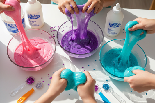 making mermaid slime for fun