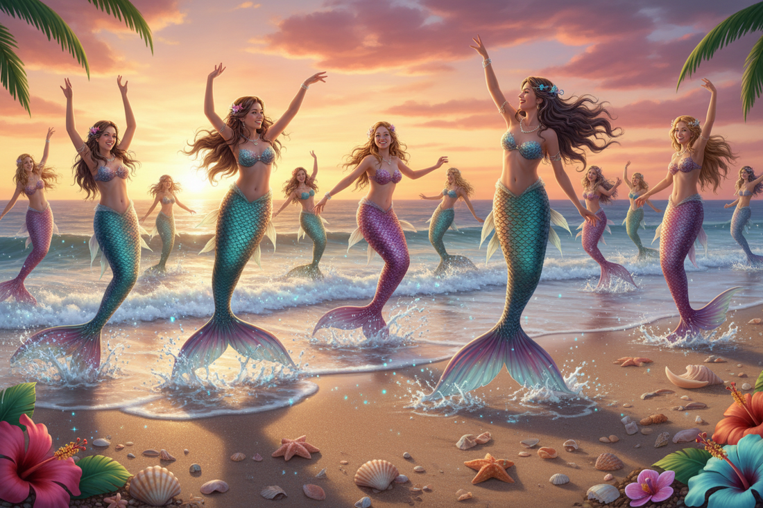 mermaid dance party at the beach