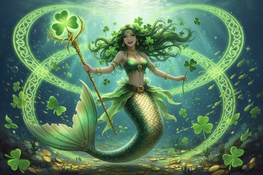 How does a mermaid celebrate St Patrick's Day?