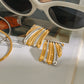18K gold geometric shape with gold and silver color matching design classic personality earrings