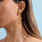 18K gold conch shell with coral design unique and noble earrings