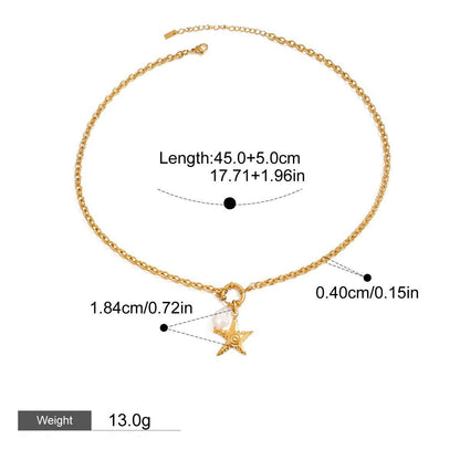 18K gold starfish with pearl design exquisite and noble necklace