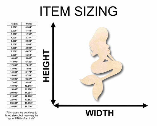 Unfinished Wood Mermaid Siren Silhouette - Craft- up to 46" DIY