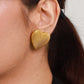 18k gold heart-shaped earrings with grainy design