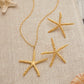 18K Gold Starfish with Textured Design Classic Fashion Necklace and Earrings Set