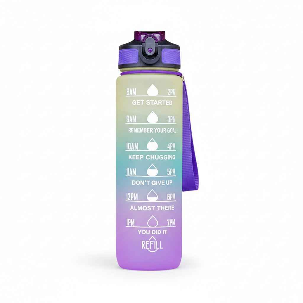 32 oz Gradient Water Bottle with Straw & Time Markers