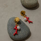 18K gold shell and coral design exquisite and noble earrings