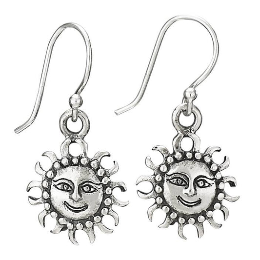 Smiling Sun Sterling Silver Dangle Earrings
