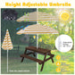 3-in-1 Kids Outdoor Picnic Water Sand Table with Removable Umbrella and Boxes-Coffee GBruno Store