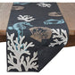 Fennco Styles Coastal Collection Sea Life Embroidered Table Runner 16 x 70 Inch - Navy Blue Table Cover for Everyday Use, Family Gathering, Banquets and Special Occasion