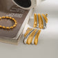 18K gold geometric shape with gold and silver color matching design classic personality earrings