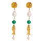 18K goldfish-shaped earrings with pearl design