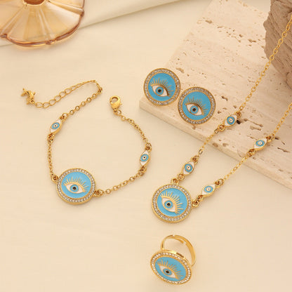 Bohemian Evil Eye Necklace, Bracelet and Earring Set