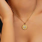 18K gold round necklace with eight-pointed star design, classic and fashionable