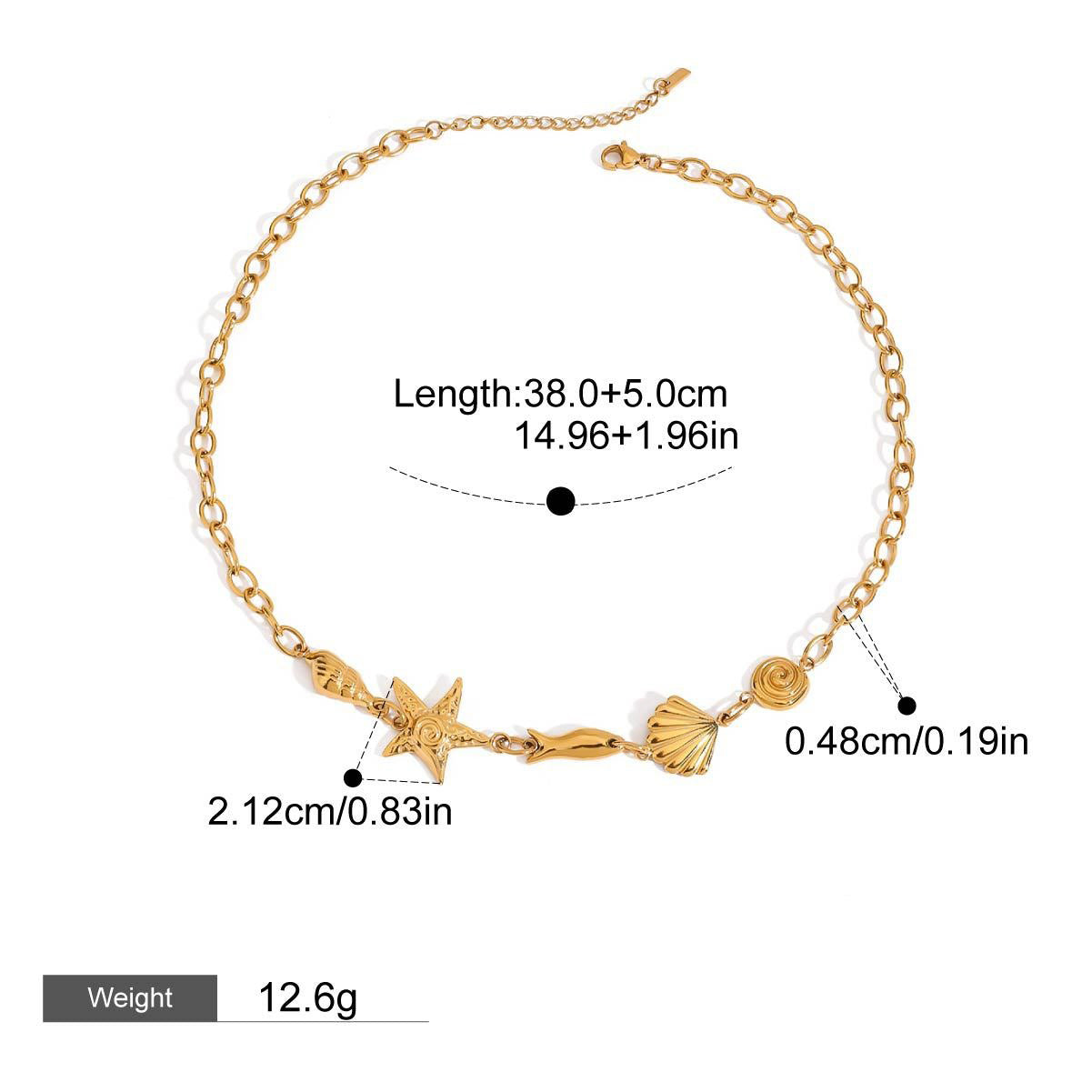 18K gold starfish with pearl design exquisite and noble necklace