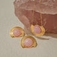 18K gold round shape with textured gemstone design light luxury noble necklace
