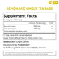 Premium Lemon Ginger Tea Bag, Eco-conscious Tea Bags. Lemon Ginger Herbal Tea. No Sugar, No Caffeine, No Gluten, Vegan.