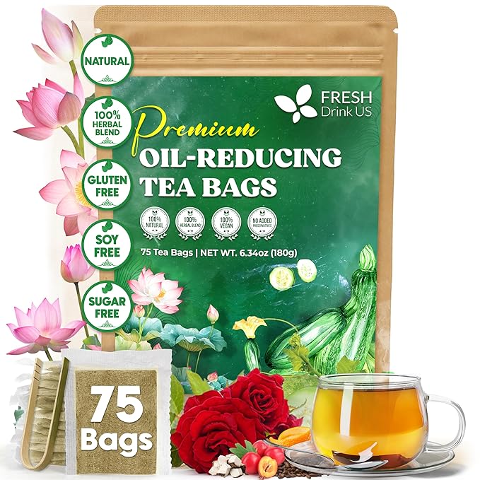 Oil Reducing Tea, Oil Cleansing for Liver, 10 Herbal Ingredients, Traditional Recipe Tea for Liver, 100% Natural, Easy Brewing, Steep Repeatedly (Tea Bags/ Tea Packs)