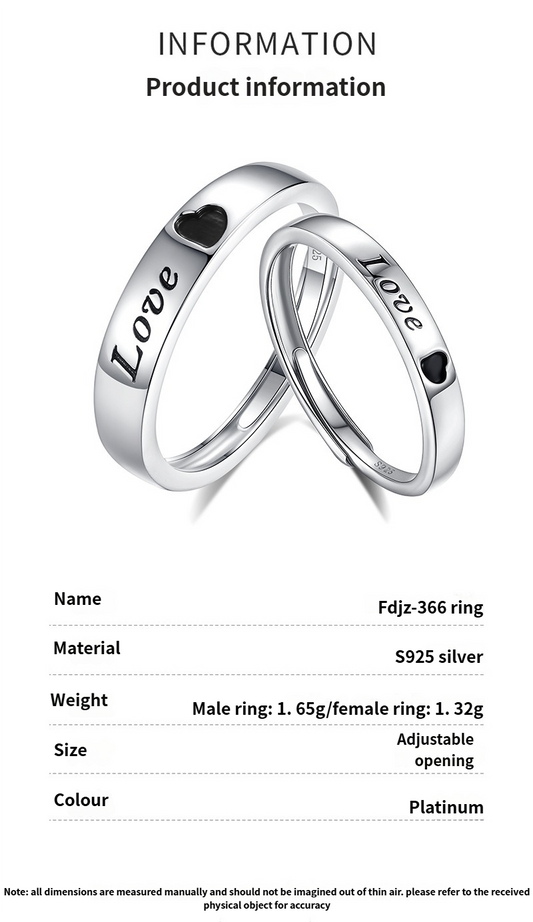 S925 sterling silver LOVE couple ring