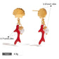 18K gold shell and coral design exquisite and noble earrings