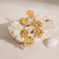 18K gold conch shell with coral design unique and noble earrings