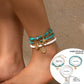 Ocean Fan Shell Rice Pearl Turquoise Anklet