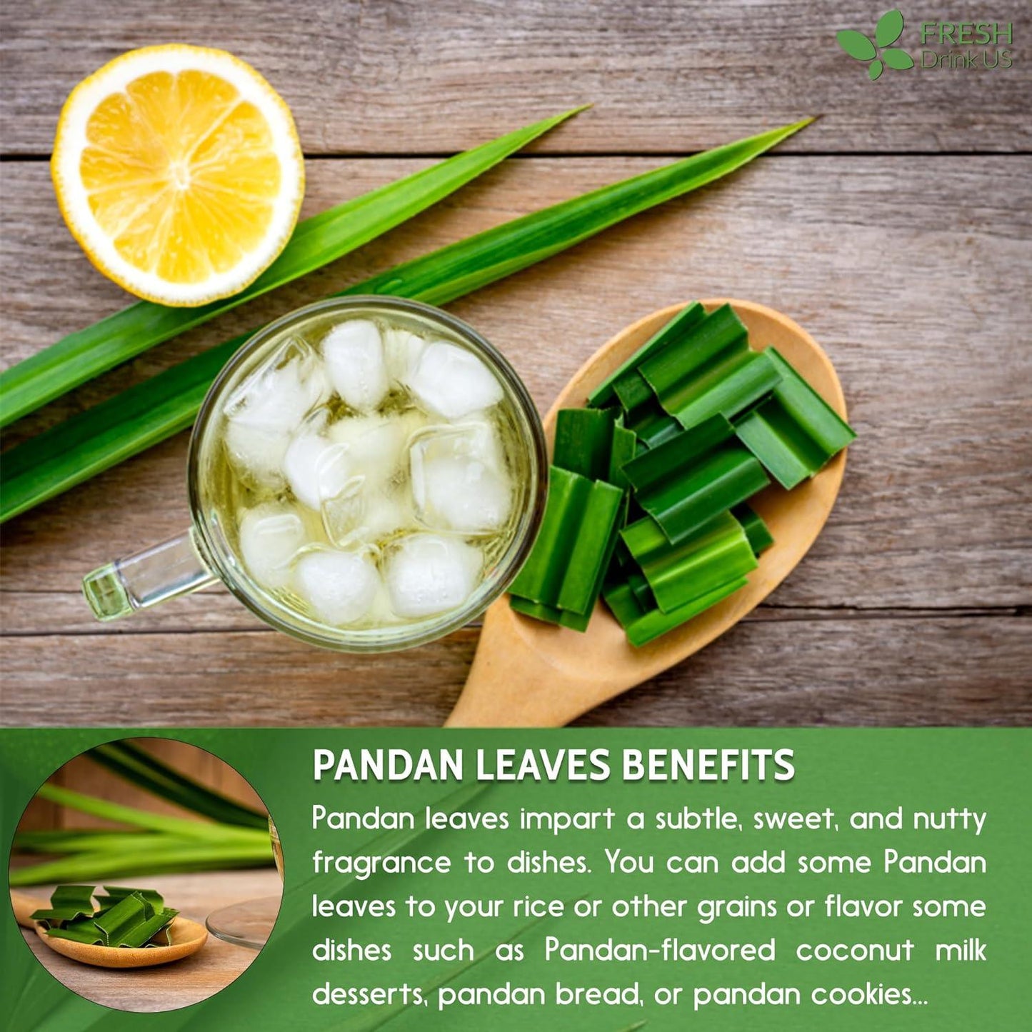 Natural Pandan Leaves Dried, Pandan Leaf Powder, 100% Pure Dried Pandan Leaves, Pandan Leaf Tea, No Additives, No Caffeine, Vegan