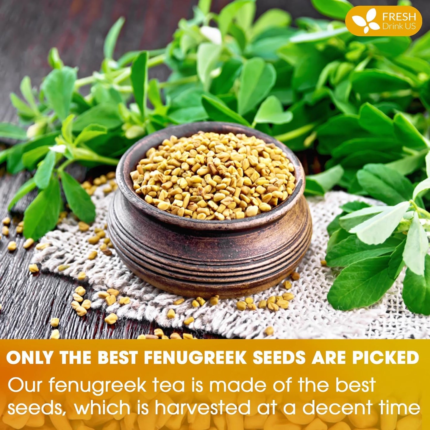 Premium Fenugreek Tea Bags. No Sugar, No Caffeine, No Gluten, Vegan. (30 Tea Bags)