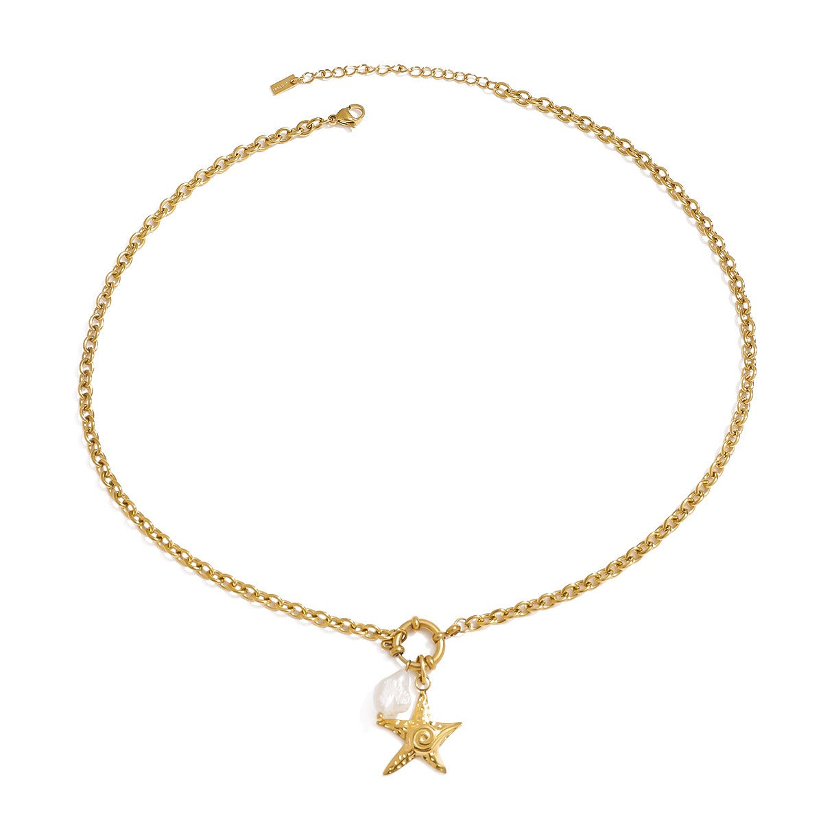 18K gold starfish with pearl design exquisite and noble necklace