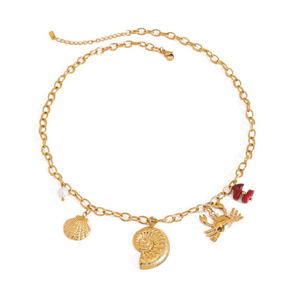 18K Gold Conch Shaped Necklace