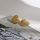 18k gold heart-shaped earrings with grainy design
