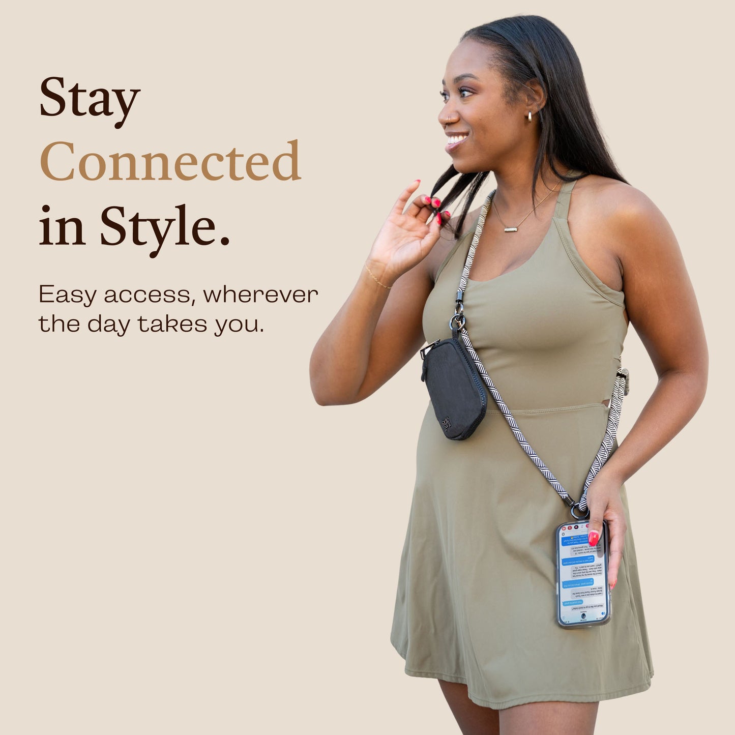 Active Crossbody Phone Strap with RFID Pouch & Wristlet