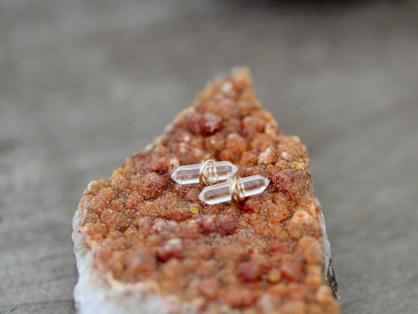 Crest Studs - Crystal Quartz